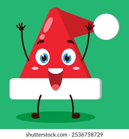 cute rise hand happy expression of Santa Clause hat character
