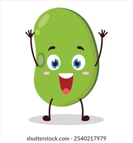 cute rise hand happy expression of mung bean  character