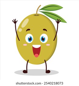 cute rise hand happy expression of olive character