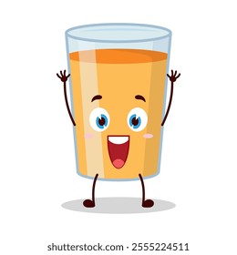 cute rise hand happy expression of orange juice cartoon character