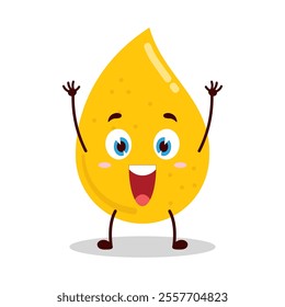 cute rise hand happy expression of gold drop cartoon character