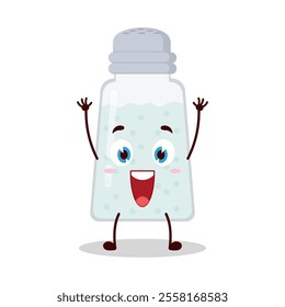 cute rise hand happy expression of salt cartoon character
