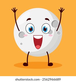 cute rise hand happy expression of moon cartoon character
