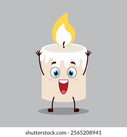 cute rise hand happy expression of candle cartoon character
