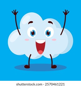 cute rise hand happy expression of cloud cartoon character
