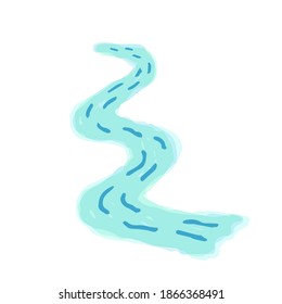 Cute River; Watercolor style icon, Hand drawn vector illustration like watercolor
