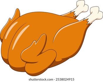 Cute roast turkey cartoon. Vector illustration. Autumn vibes