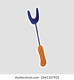 Cute Roasting Fork Sticker. Adorable vector illustration of a roasting fork, perfect for camping, BBQ, and culinary designs