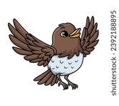 Cute robin bird cartoon on white background