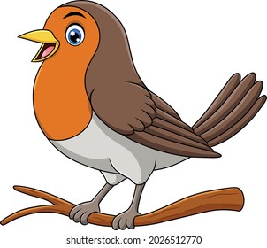 Cute Robin bird cartoon vector illustration