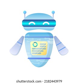 Cute robot android in cartoon style. Technology character. Vector illustration isolated on white background.