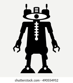 cute robot android, flat design style