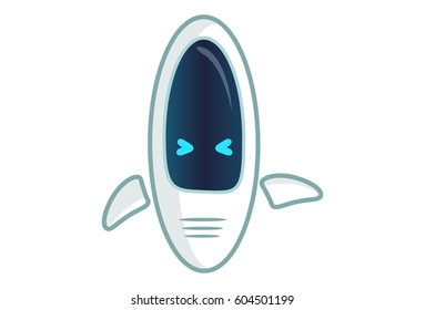 Cute Robot Angry. Vector Illustration. Isolated on white background.