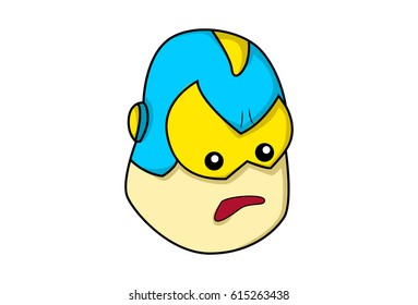 Cute Robot Angry. Vector illustration. Isolated on white background.