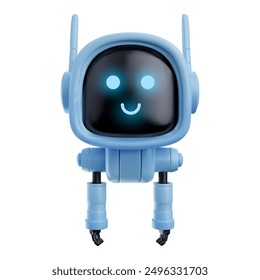 Cute robot assistance or bot in realistic 3d style. Vector futuristic character design for artificial intelligence mascot.