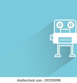 cute robot in blue background, flat and shadow theme