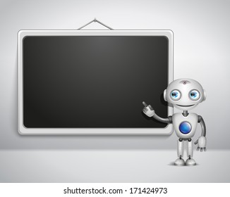 cute robot at the board