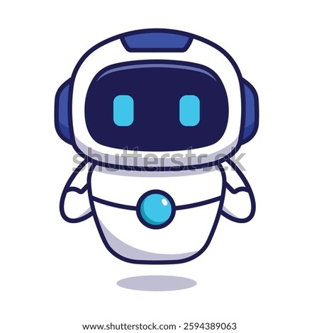 Cute robot cartoon character. Science technology isolated character