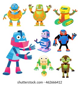cute robot cartoon character set.EPS10 File simple Gradients