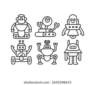 cute robot cartoon characters avatars icons