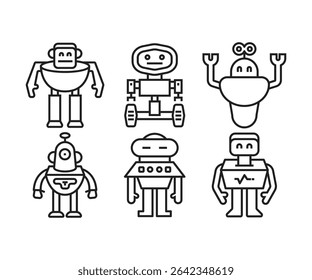 Iconos lindos de los avatares de los personajes de dibujos animados del robot
