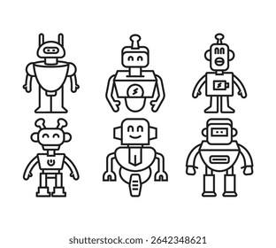 cute robot cartoon characters avatars icons