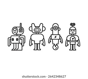 cute robot cartoon characters avatars icons