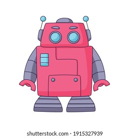 cute robot cartoon doodle hand drawn concept design vector art kawaii illustration.