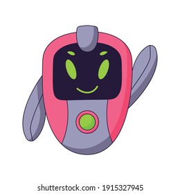 süße Roboter Cartoon doodle handgezeichnet Konzept Design Vektorkunst kawaii Illustration.