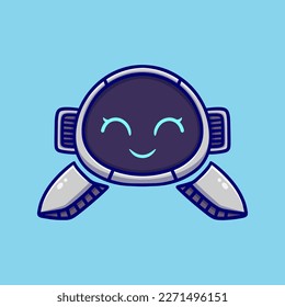 Cute robot cartoon icon illustration. funny modern technology drawing stickers