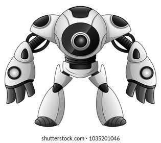 Cute robot cartoon isolated on white background