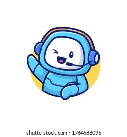 Cute Robot Cartoon Vector Icon Illustration. Techology Robot Icon Concept Isolated Premium Vector. Flat Cartoon Style 