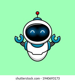 Cute Robot Cartoon Vector Icon Illustration. Science Technology Icon Concept Isolated Premium Vector. Flat Cartoon Style