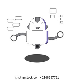 Cute Robot Cartoon Vector Icon Illustration. Science Technology Icon Concept Isolated Premium Vector. Flat Cartoon Style
