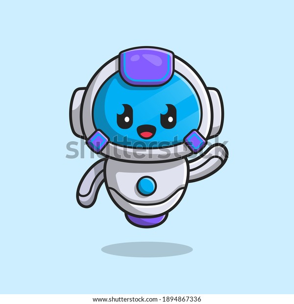 Cute\
Robot Cartoon Vector Icon Illustration. Science Technology Icon\
Concept Isolated Premium Vector. Flat Cartoon\
Style