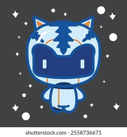 Cute Robot Cat with Flat Design