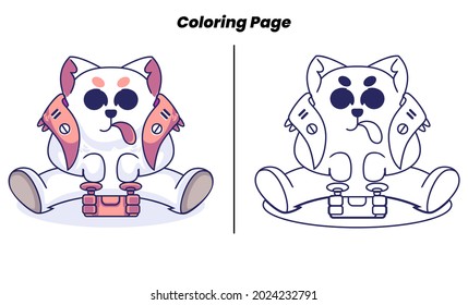 cute robot cat playing games with coloring pages