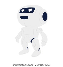 A cute robot character with a charming design and heartshaped eyes, perfect for various creative projects