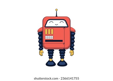 Cute Robot Character Design Illustration