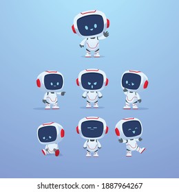 Cute Robot Character Designs Set