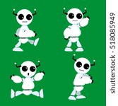 Cute robot character in different poses, EPS 8 vector illustration, no transparencies