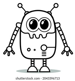 cute Robot character drawing vector illustration