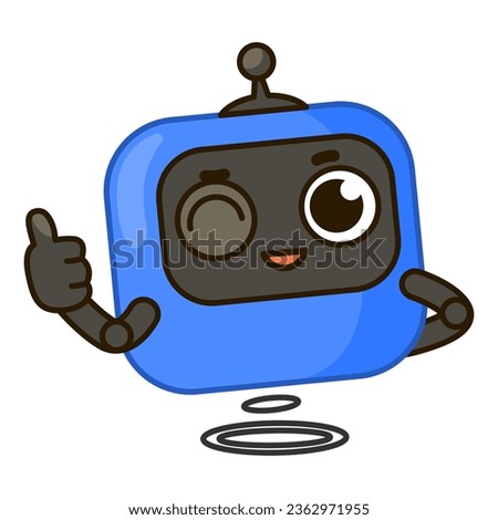 Cute robot character. Happy android with a smiling face. Children's artificial intelligence-bot, smart assistant, technology. Children's flat vector illustration isolated on a white background