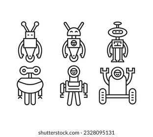 cute robot character icons set