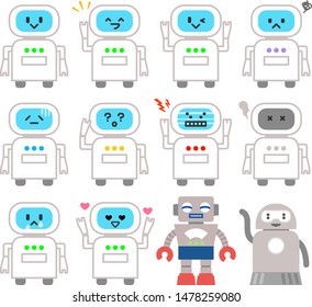 Cute robot character illustration set