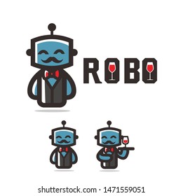 cute robot character mascot designs for food business