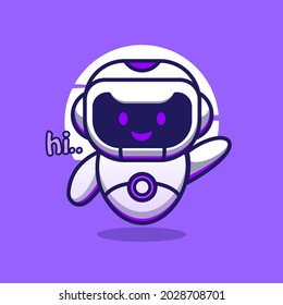 Cute Robot Character Mascot Vector Icon Illustration.