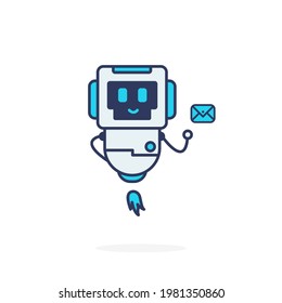 cute robot character with message happy smile cute character