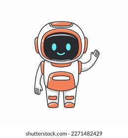 Cute robot character, vector hand drawn illustrations