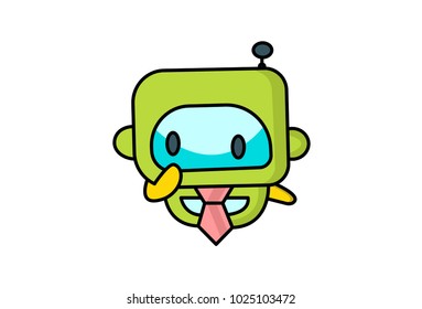 Cute Robot Character . Vector Illustration. Isolated on white background.